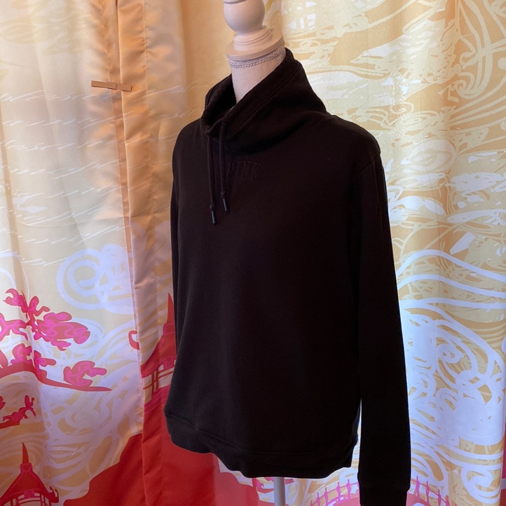 Pink Victoria Secret black sweatshirt size XS cowl neck